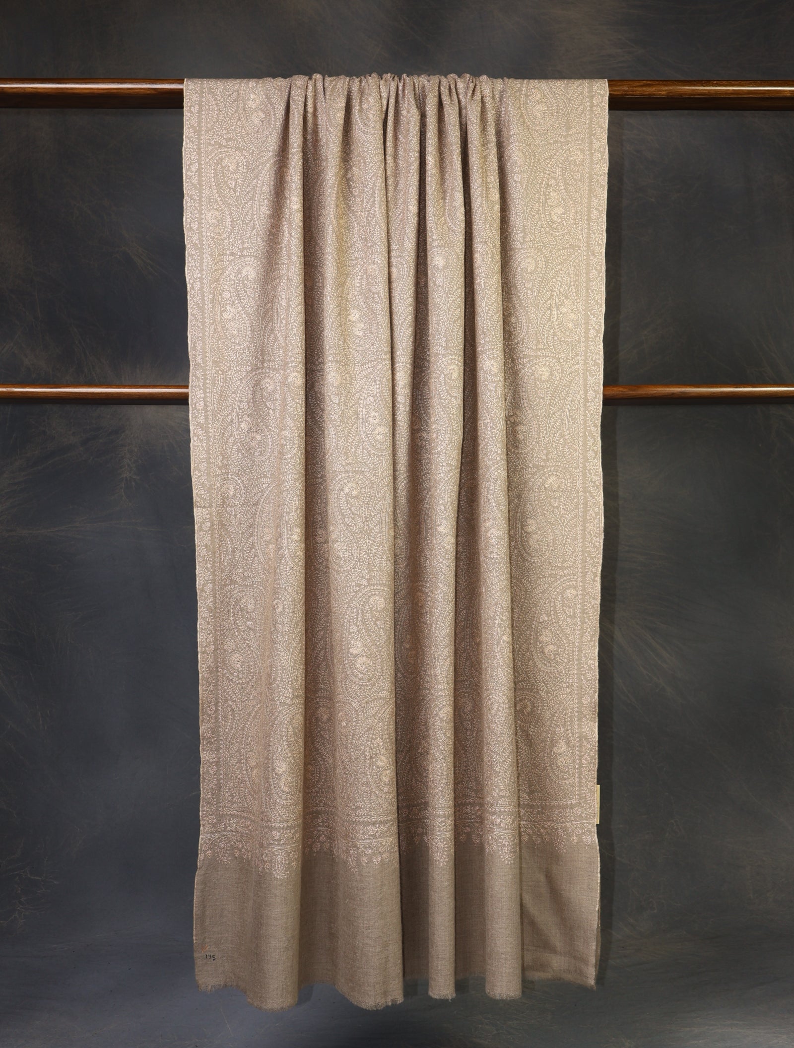 3 yard Natural Jamawar Silk Embroidery Cashmere Shawl