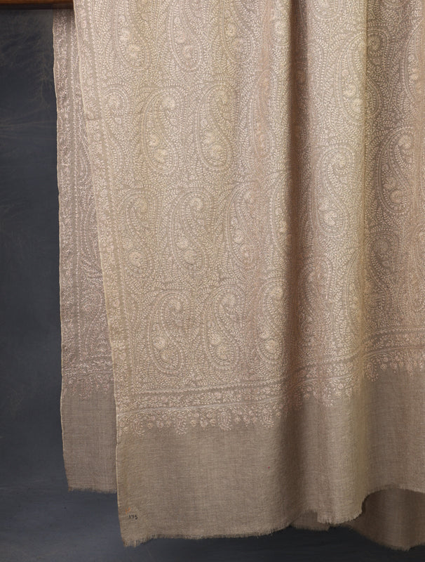 3 yard Natural Jamawar Silk Embroidery Cashmere  Shawl