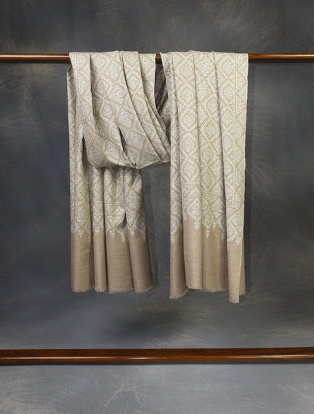 3 yard Natural Jamawar Embroidery Cashmere Pashmina Shawl