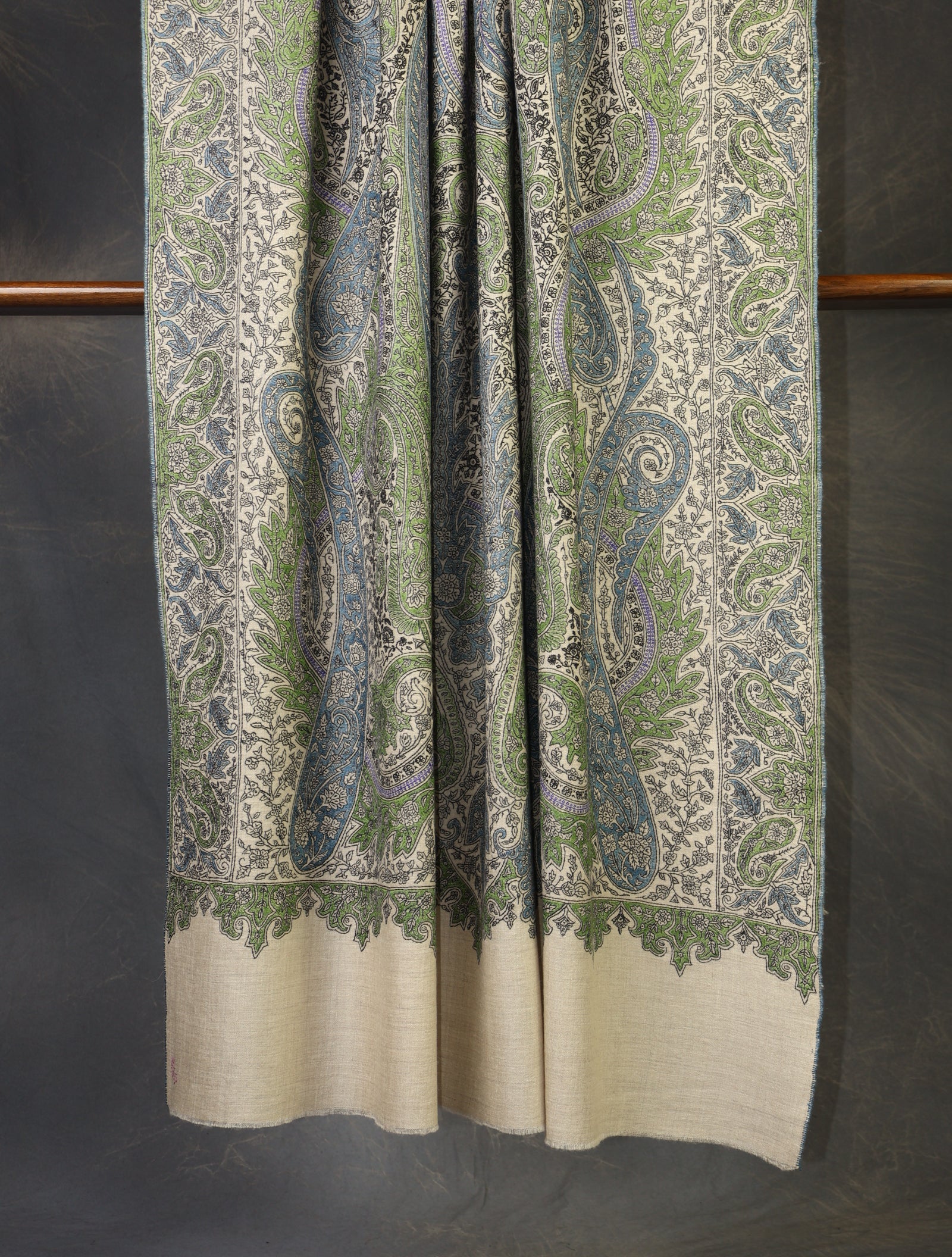 2.5 yard Ivory Jamawar Embroidery Cashmere Pashmina Shawl