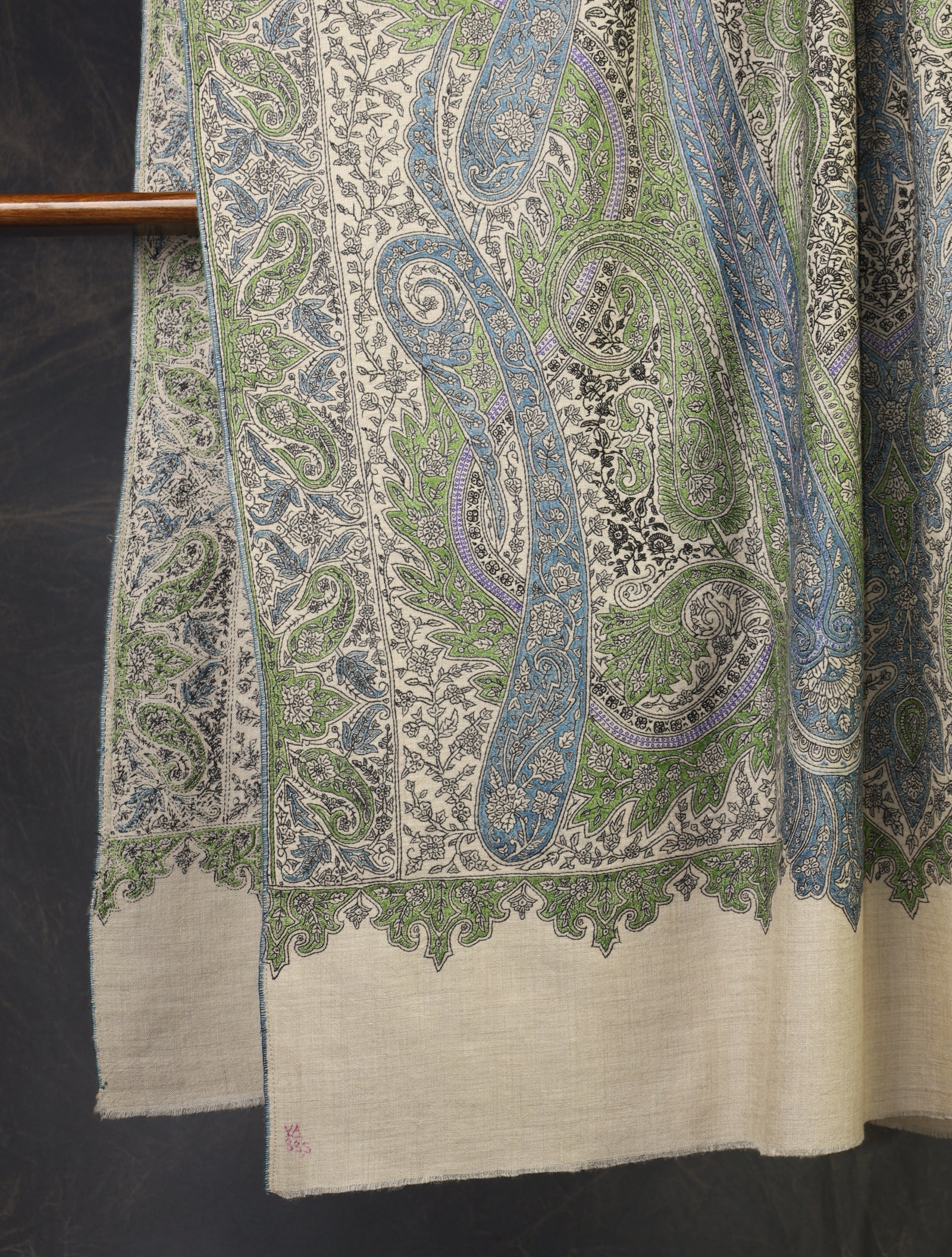 2.5 yard Ivory Jamawar Embroidery Cashmere Pashmina Shawl