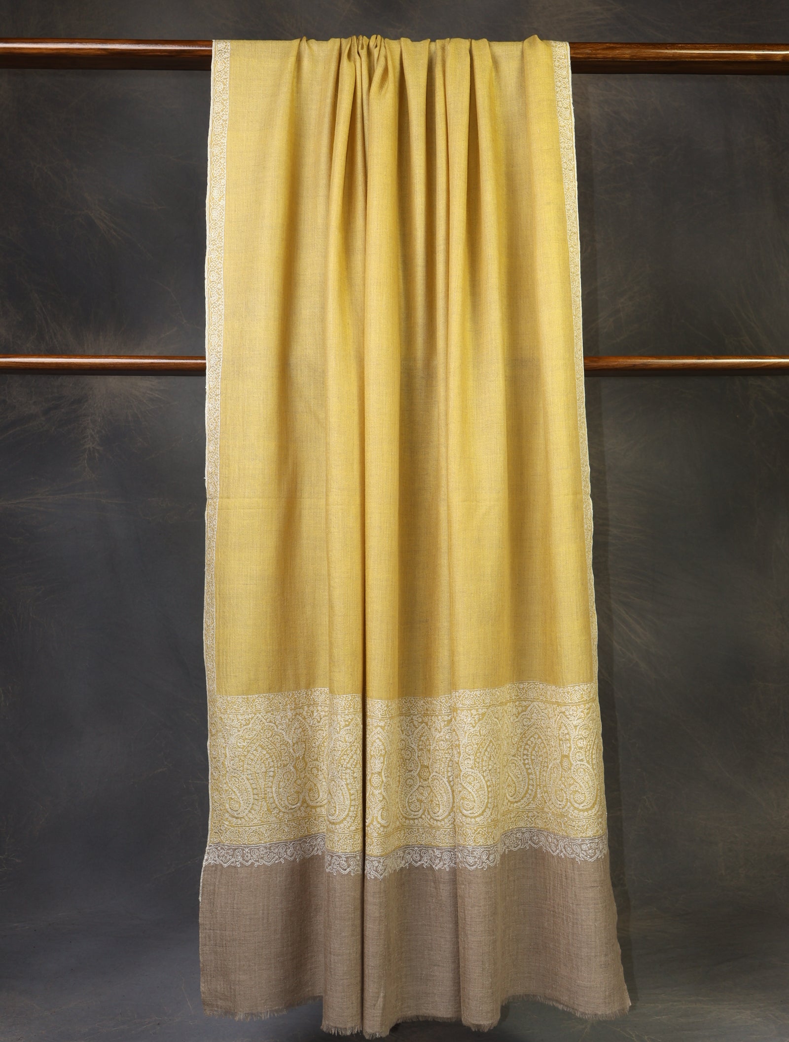 3 yard Lemon Big Border Embroidery Cashmere Pashmina Shawl