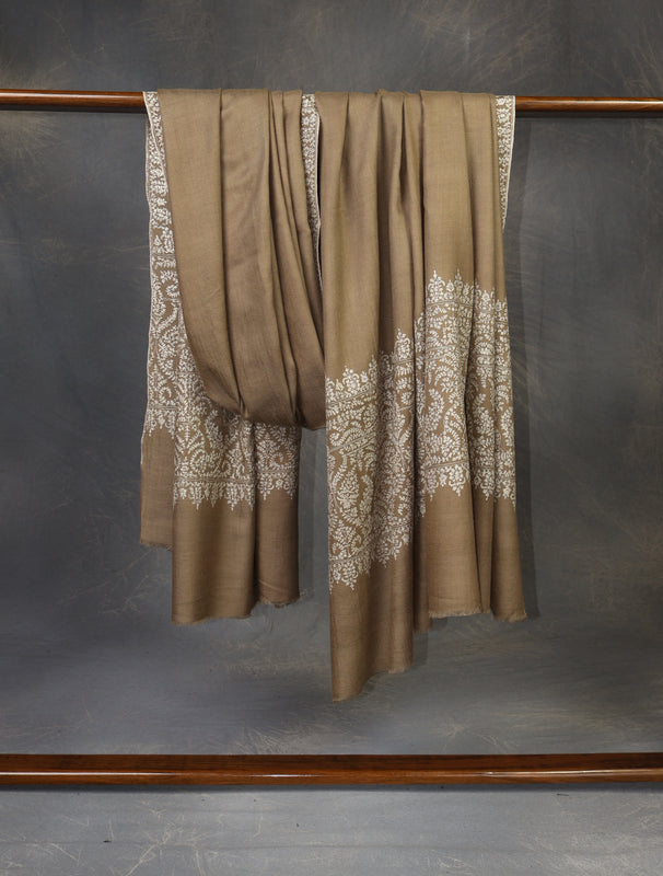 3 yard Light Brown Big Border Cashmere Pashmina Shawl