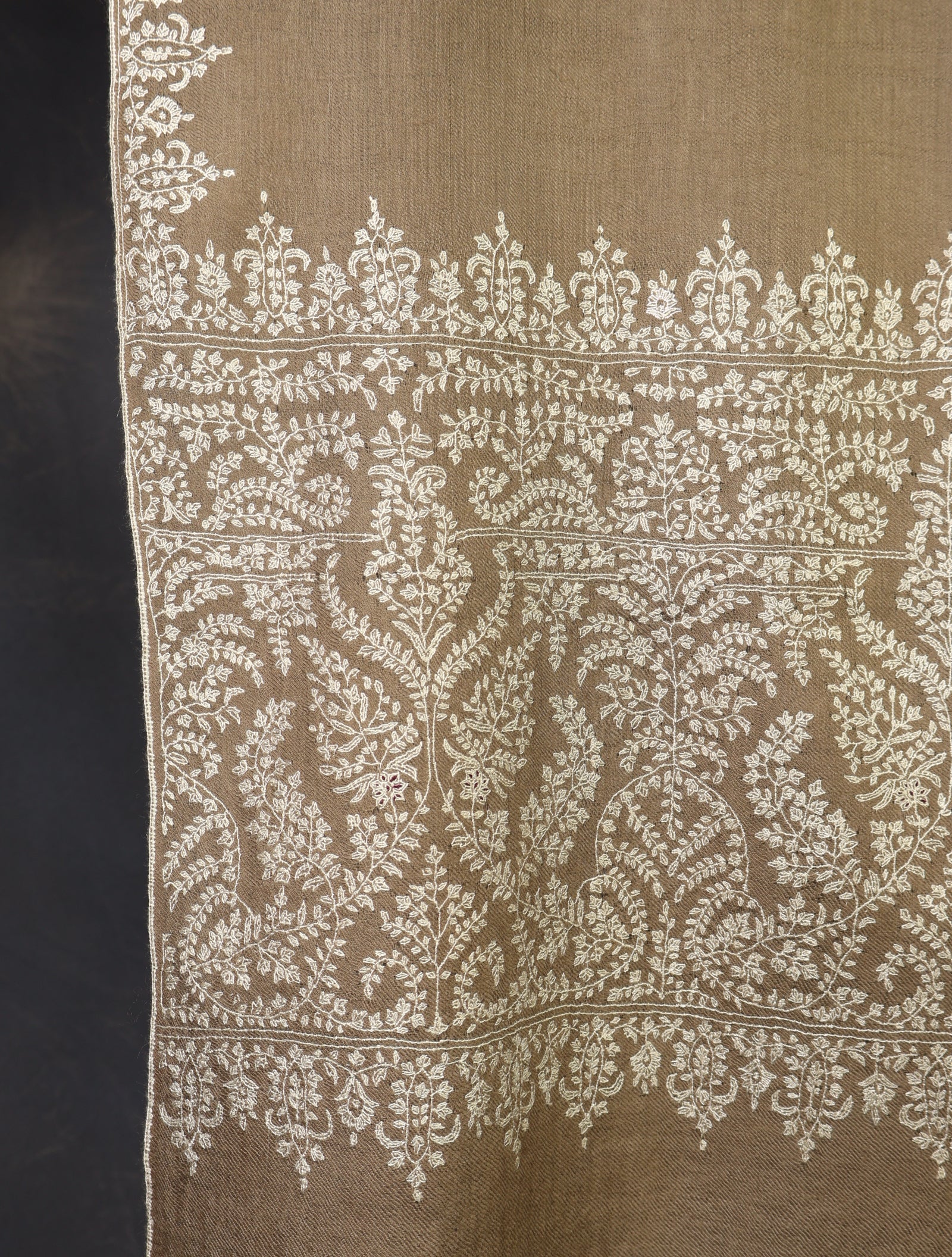 3 yard Light Brown Big Border Cashmere Pashmina Shawl