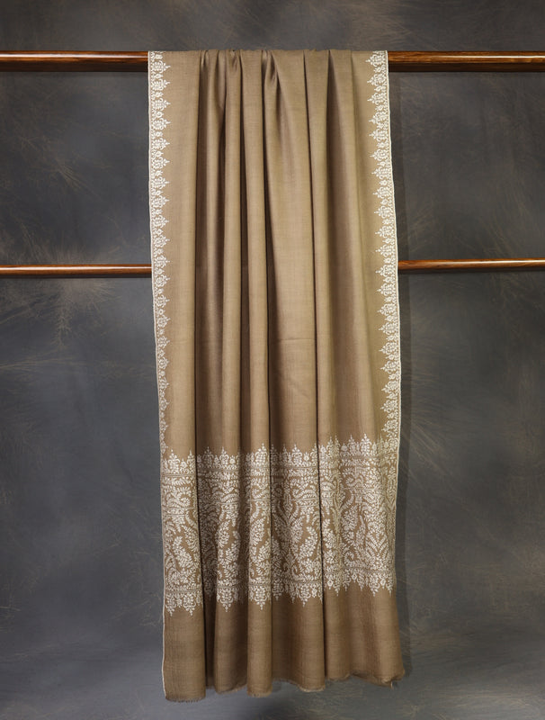 3 yard Light Brown Big Border Cashmere Pashmina Shawl