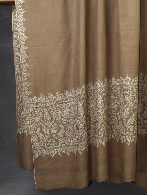 3 yard Light Brown Big Border Cashmere Pashmina Shawl