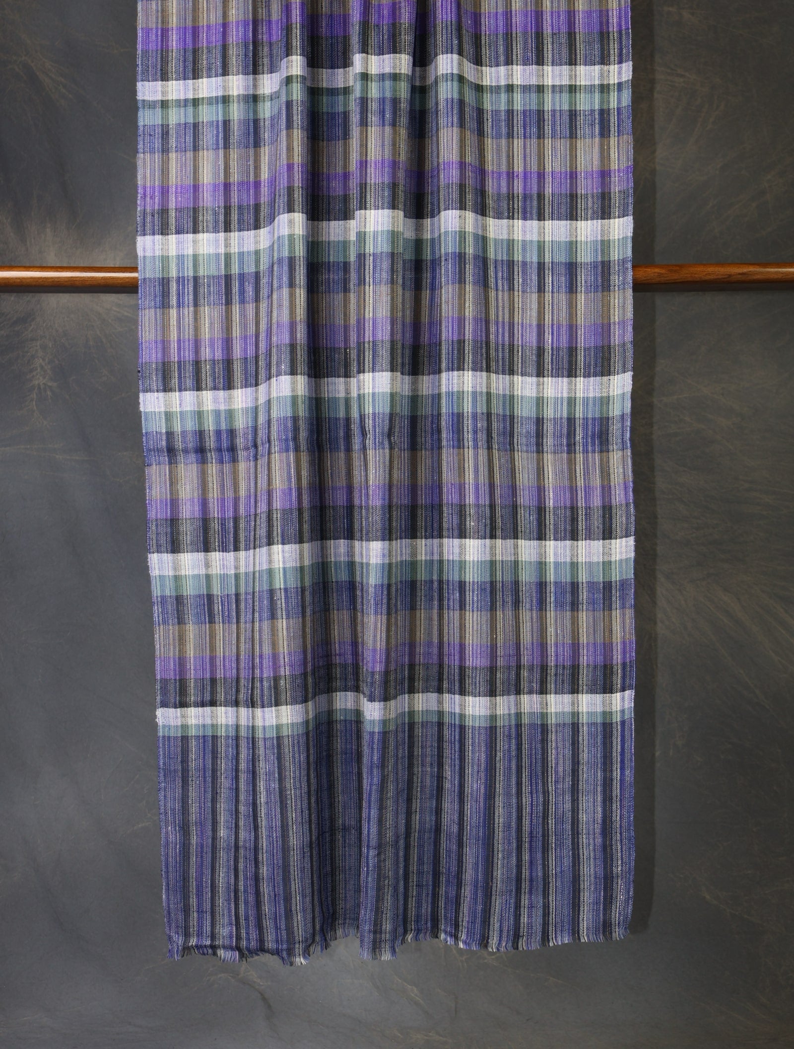 Blue Cashmere Check Scarf Pashmina – Handwoven Luxury