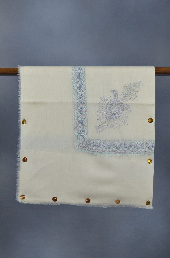 Ivory Neemdoor Pashmina Mussar