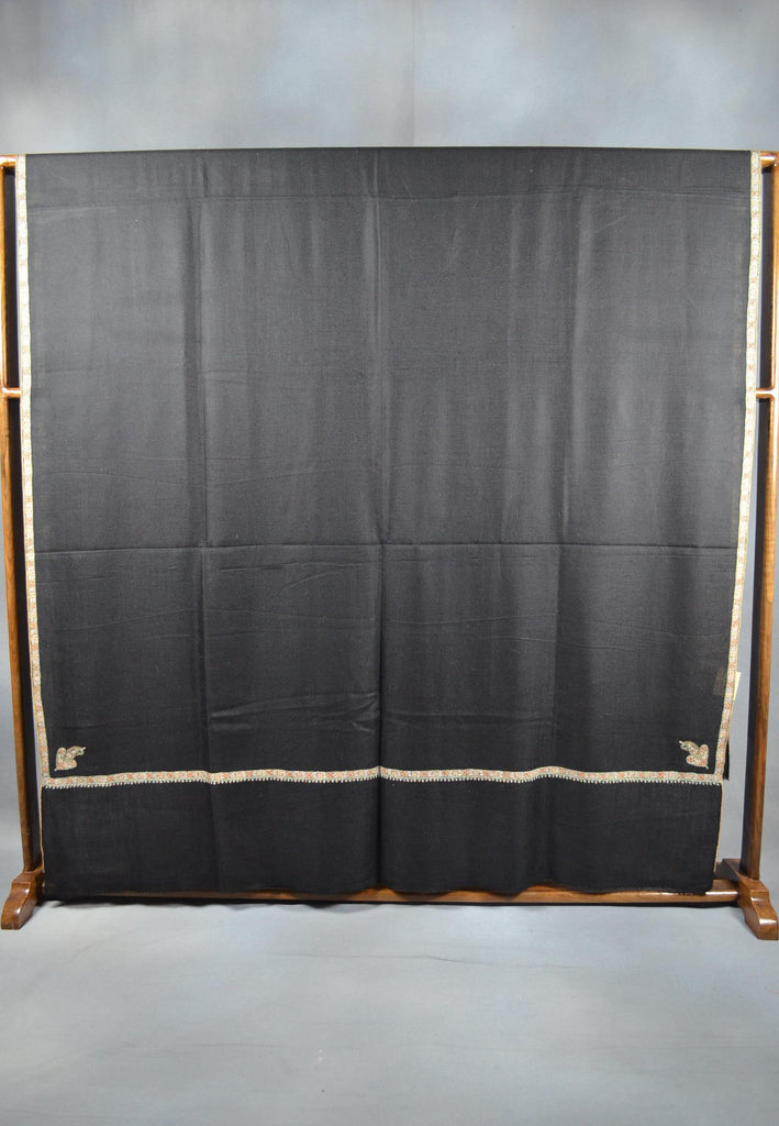 3 Yard Pashmina Border Embroidery Shawl in Black Base