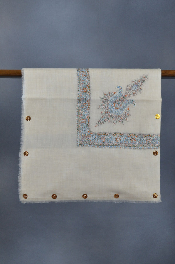 Ivory Neemdoor Pashmina Mussar