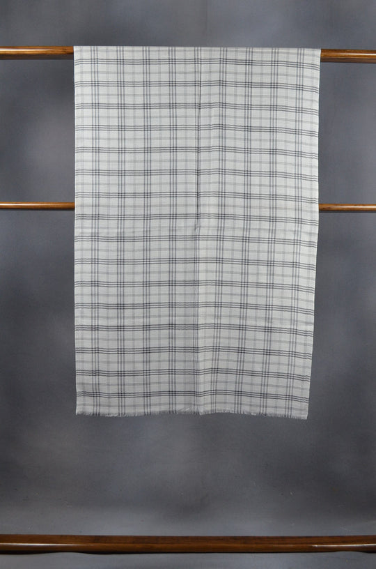 Un Dyed Natural Check Merino & Silk Scarf