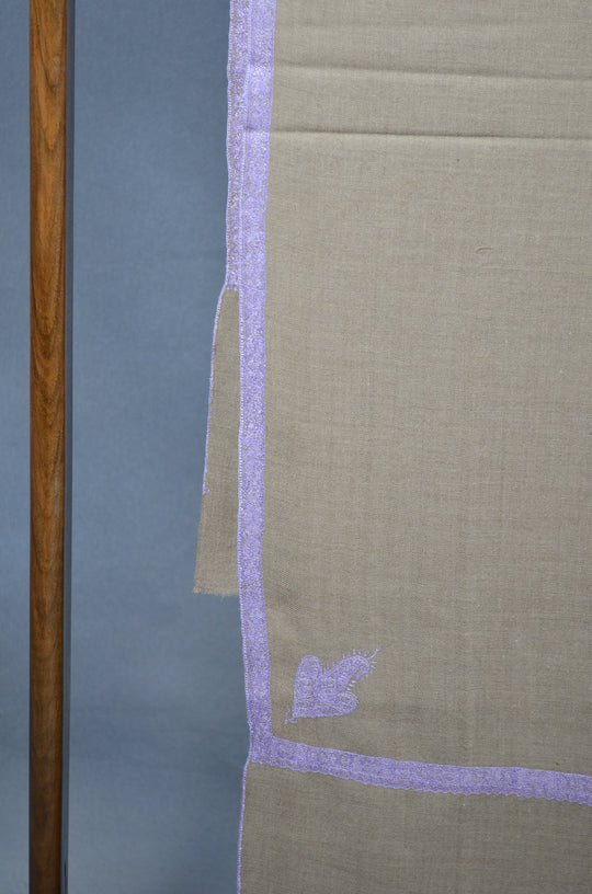 3 Yard Pashmina Border Embroidery Shawl in Dark Natural Base