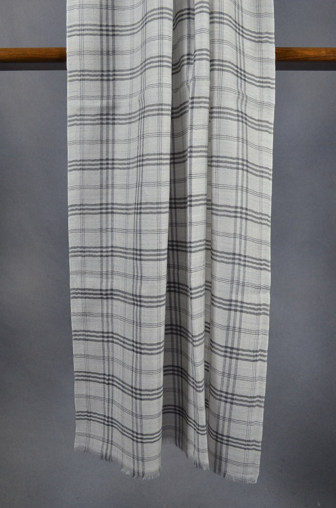 Un Dyed Natural Check Merino & Silk Scarf