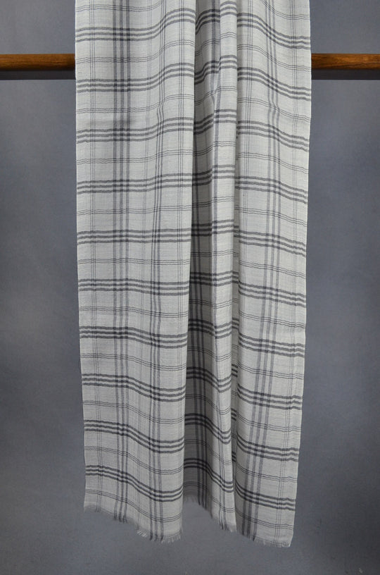 Un Dyed Natural Check Merino & Silk Scarf