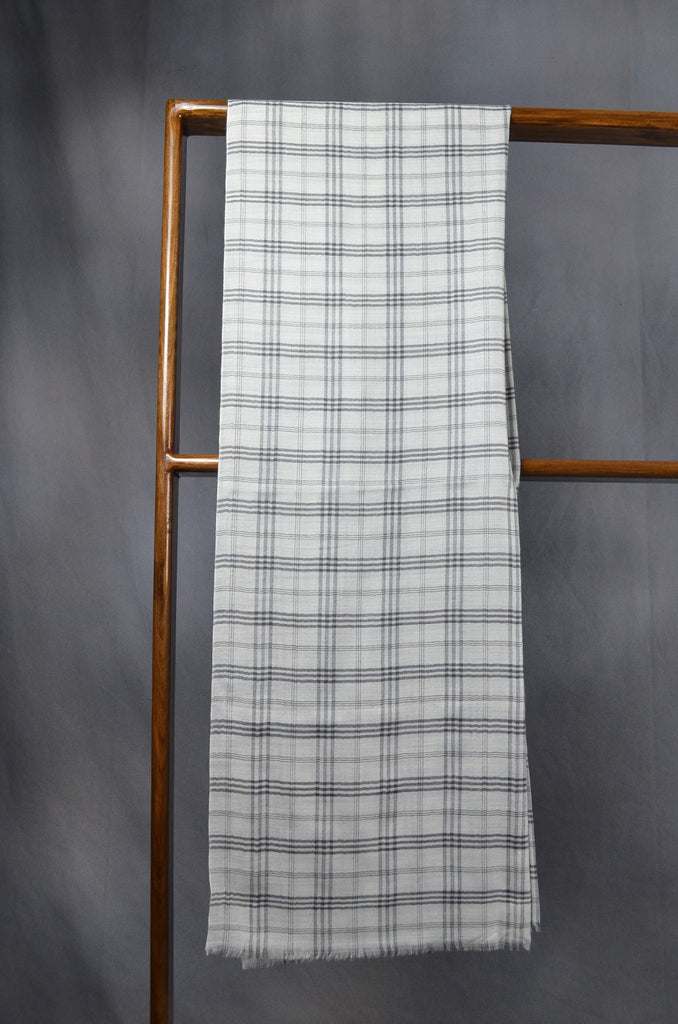 Un Dyed Natural Check Merino & Silk Scarf