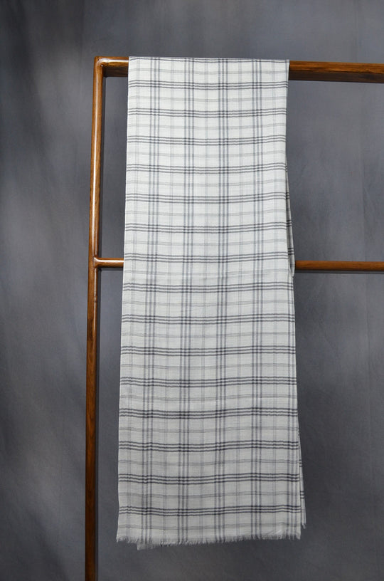 Un Dyed Natural Check Merino & Silk Scarf