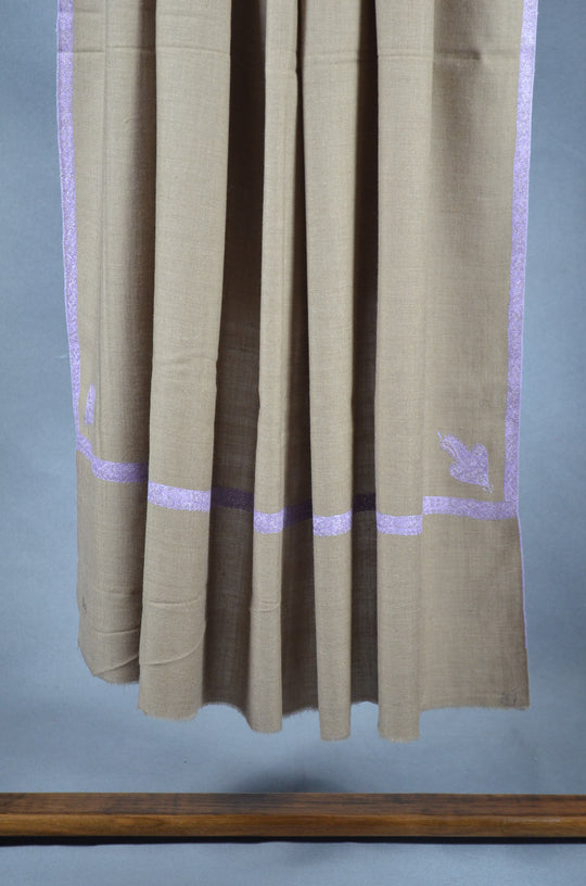 3 Yard Pashmina Border Embroidery Shawl in Dark Natural Base