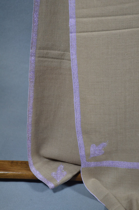 3 Yard Pashmina Border Embroidery Shawl in Dark Natural Base