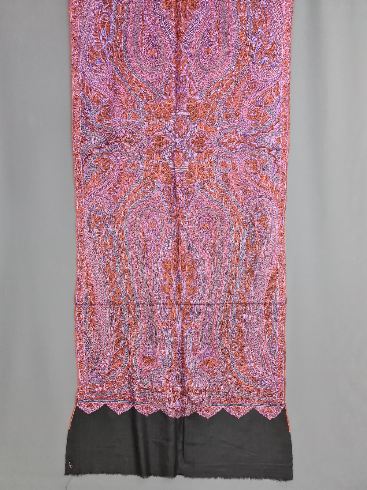 Black Jamawar Embroidery Pashmina Scarf