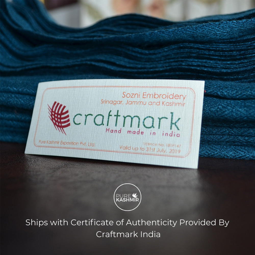 Un Dyed Natural Cashmere Scarf With Stunning Border Embroidery