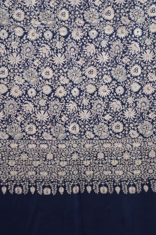 3 Yard Pashmina Jamawar Full Embroidery Shawl in Blue Base