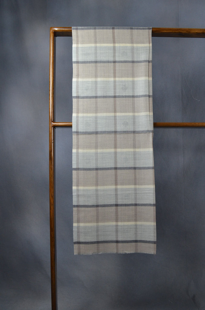 Check and Stripe Merino & Silk Scarf