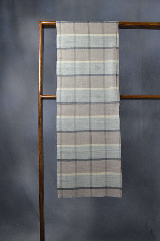 Check and Stripe Merino & Silk Scarf