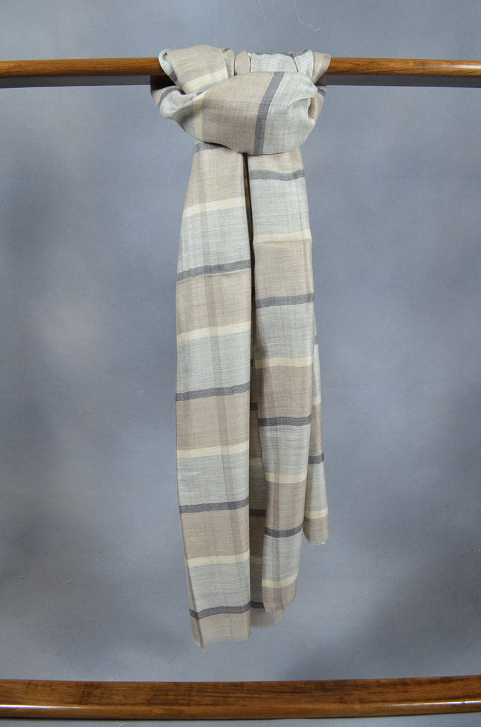 Check and Stripe Merino & Silk Scarf