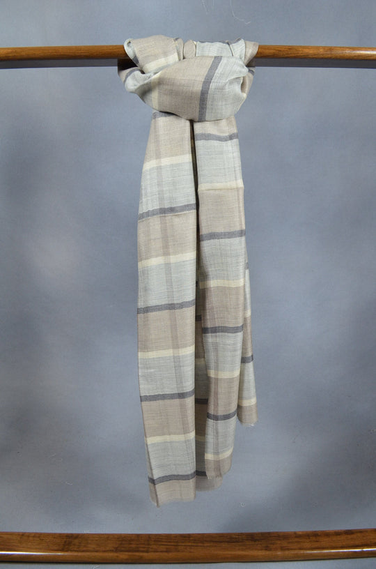 Check and Stripe Merino & Silk Scarf