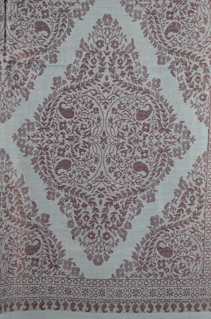 Light Turquoise Base Jacquard Weave Merino Scarf