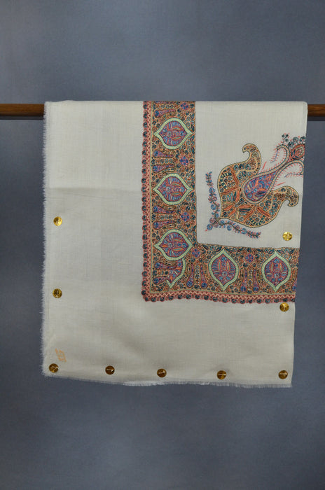 Ivory Dourdar Pashmina Mussar