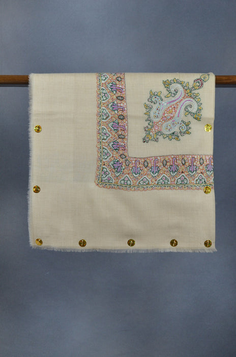 Ivory Dourdar Pashmina Mussar