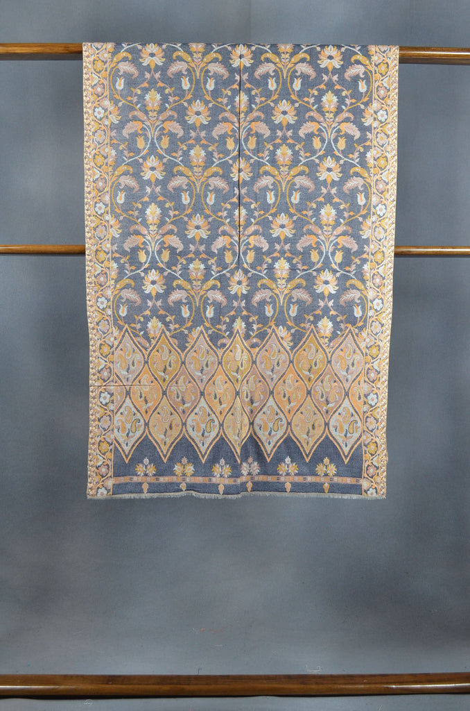 Black Base Multicolor Jacquard Kani Merino Wool Scarf