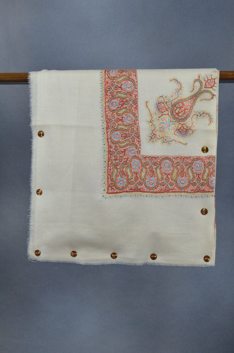 Ivory Dourdar Pashmina Mussar