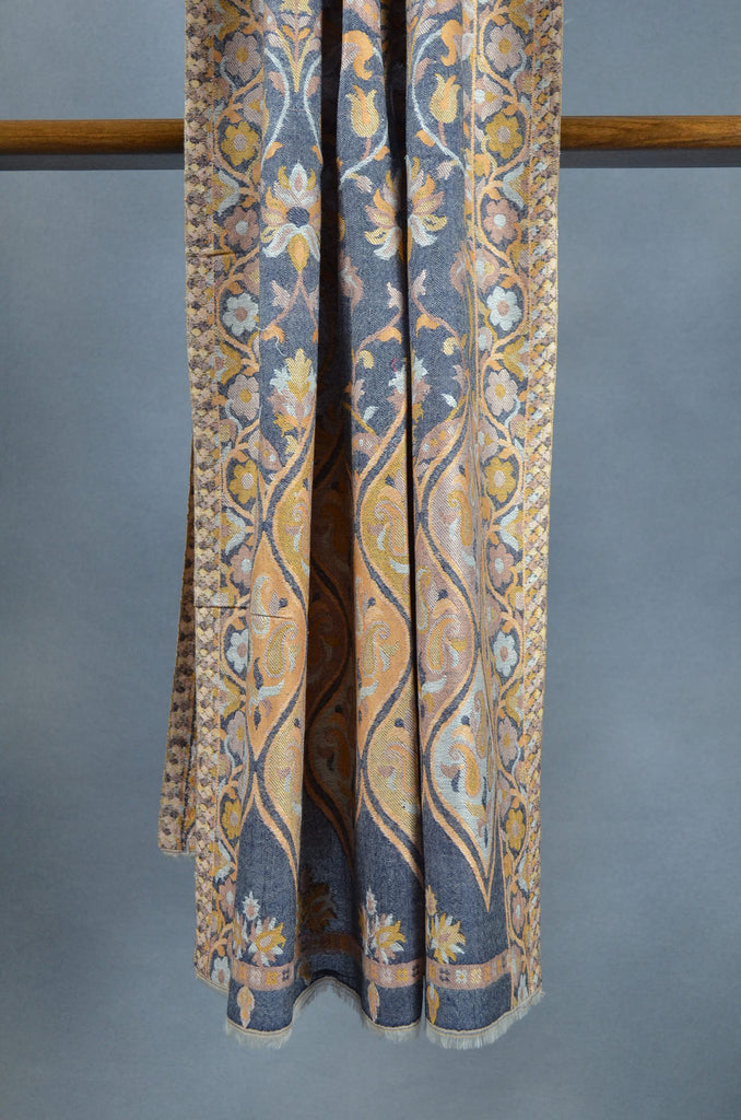 Black Base Multicolor Jacquard Kani Merino Wool Scarf