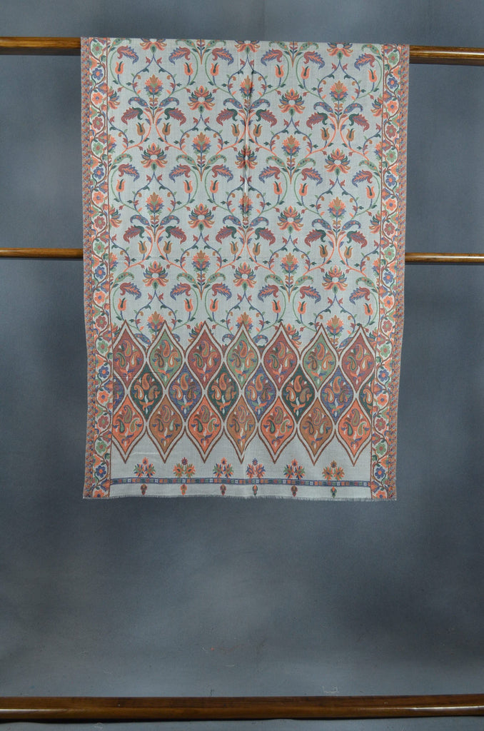 Ivory Base Multicolor Jacquard Kani Merino Wool Scarf