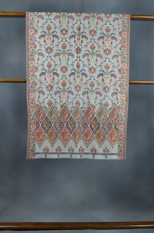 Ivory Base Multicolor Jacquard Kani Merino Wool Scarf