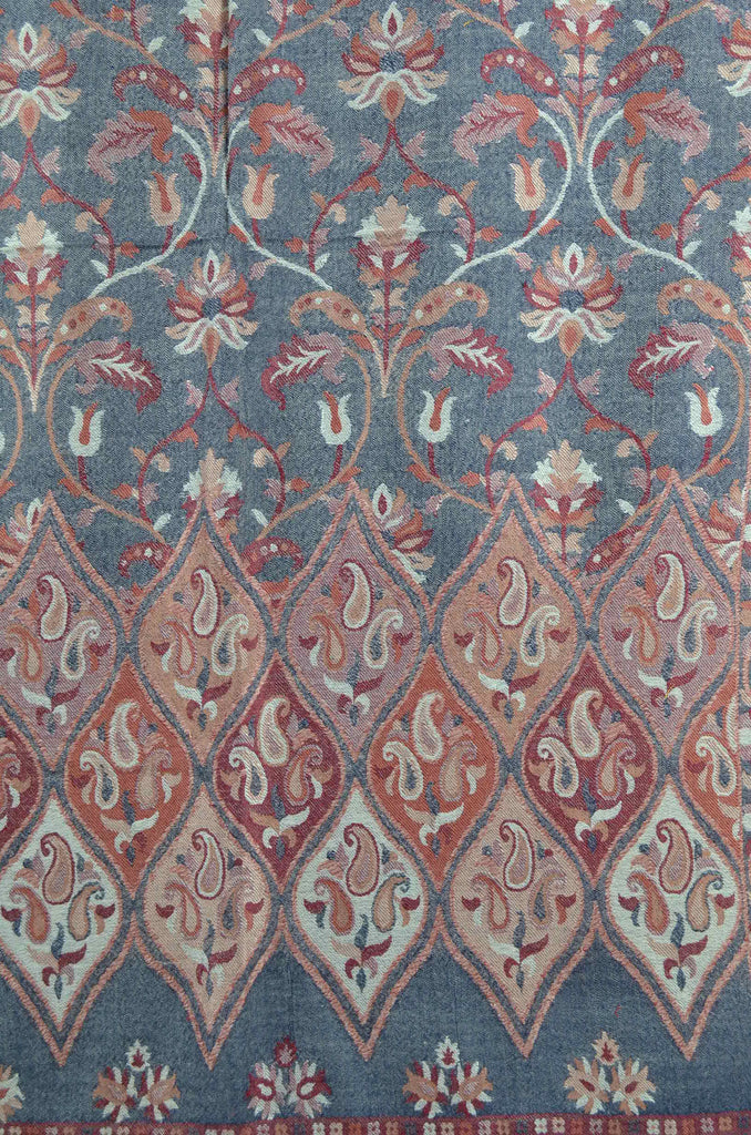 Grey Base Multicolor Jacquard Kani Merino Wool Scarf