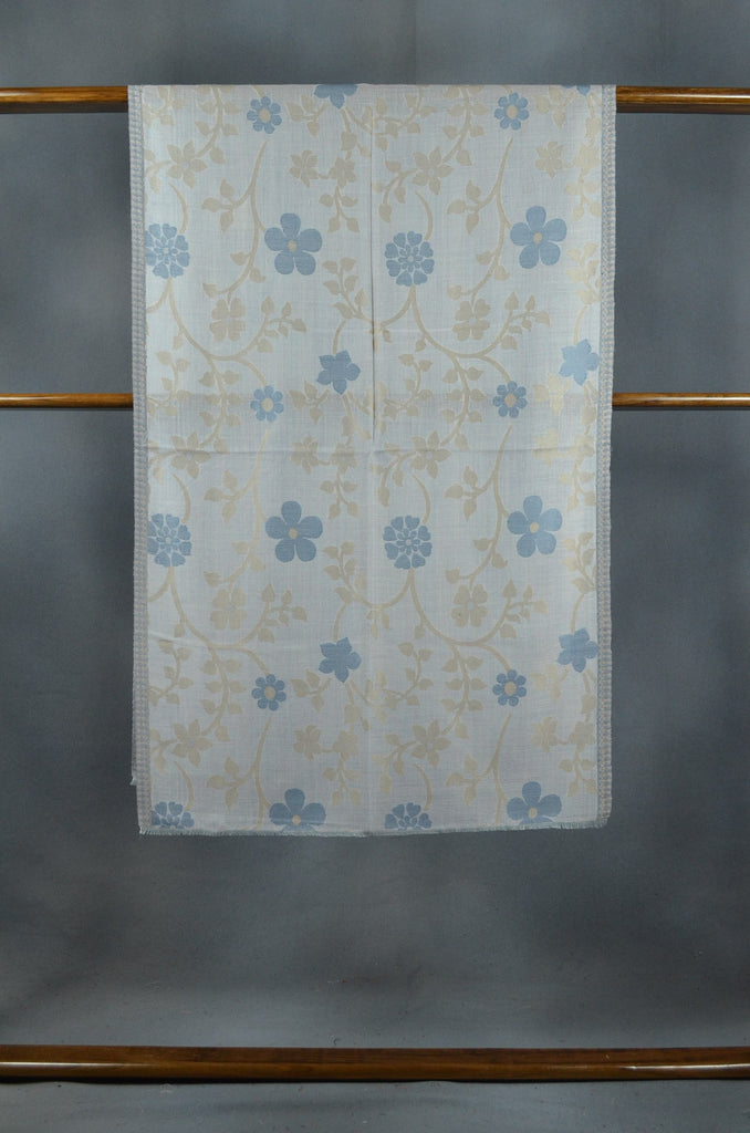 Multicolor Design Cream Base Merino & Silk Scarf