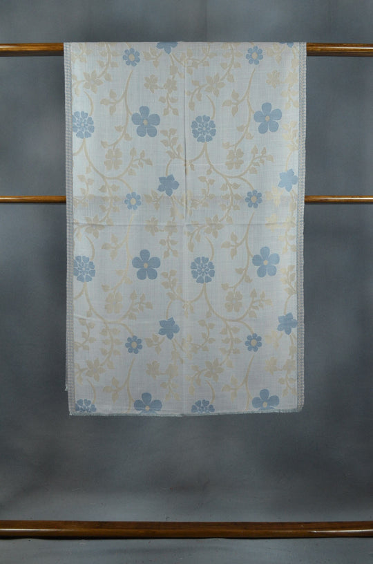 Multicolor Design Cream Base Merino & Silk Scarf