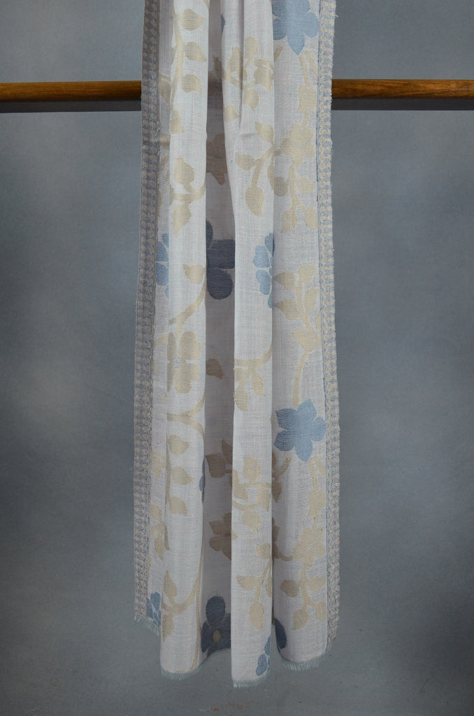 Multicolor Design Cream Base Merino & Silk Scarf