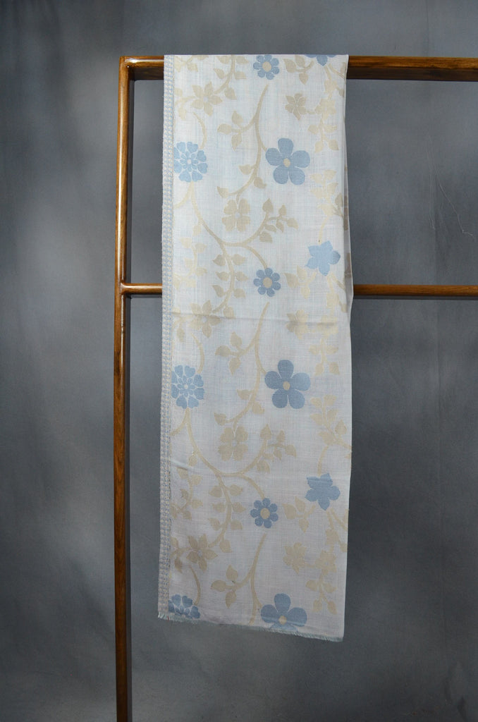 Multicolor Design Cream Base Merino & Silk Scarf