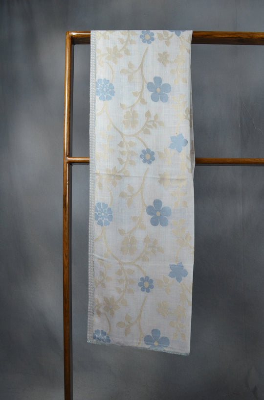 Multicolor Design Cream Base Merino & Silk Scarf