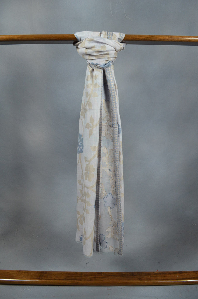 Multicolor Design Cream Base Merino & Silk Scarf