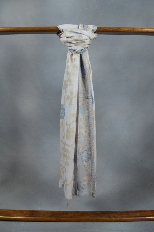 Multicolor Design Cream Base Merino & Silk Scarf