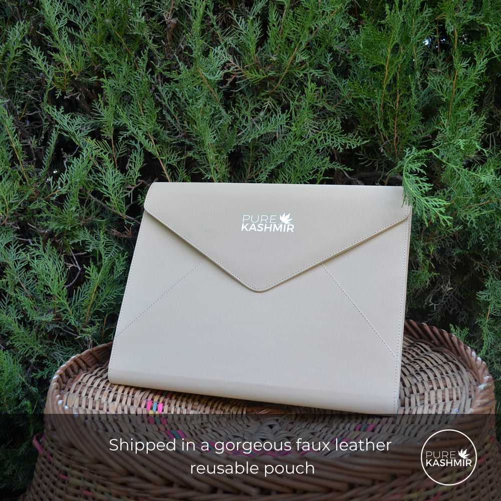 Royal Blue Cashmere Scarf With Stunning Border Embroidery