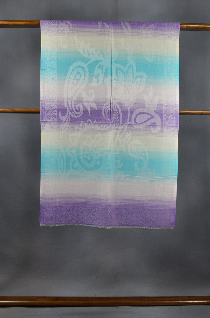 Multicolor Jacquard Stripe Merino Wool Scarf