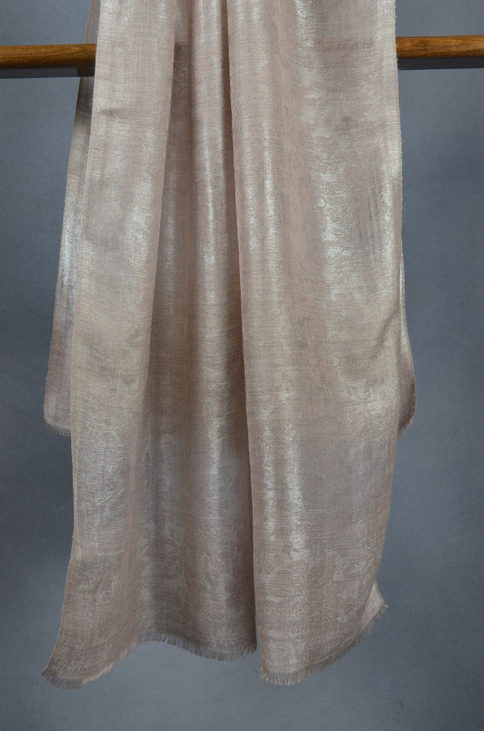 Natural Base Zari Jacquard Scarf