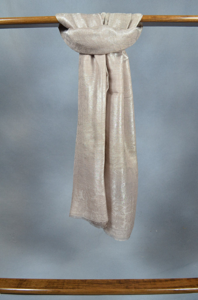 Natural Base Zari Jacquard Scarf