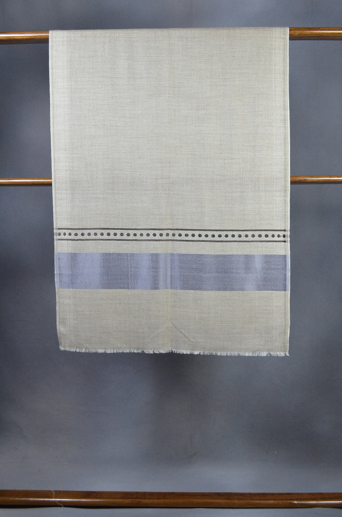 Blue Border Merino & Silk Scarf
